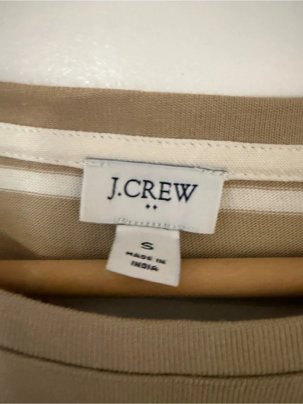 J. Crew Kids Tan and White Striped Long-Sleeve Top with Button Detail